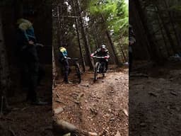 Is he going to make the corner?! #mtb #enduro #gnarly #scary