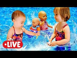 🔴Baby Annabell & Baby Born doll at the pool 🔴 Kids play with dolls & toys