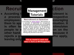 Recruitment Vs Selection