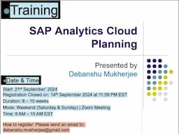 00 - SAP Analytics Cloud Planning - Training Details and Course Content