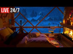 🔴 Deep Sleep in 3 Minutes - Blizzard, Fireplace & Howling Wind - Live 24/7