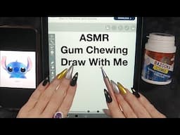 ASMR Intense Gum Chewing Draw With Me On iPad | Stitch | Writing Names & Screen Tapping | Whispered