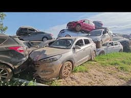 IMPRESIONANTE - Cementerio de cientos  de COCHES DESTRUIDOS en VALENCIA