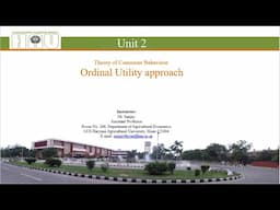 Ordinal utility approach (Unit 2)