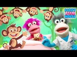 Five Little Monkeys Jumping On The Bed Song | Fizzy & Phoebe Sing Nursery Rhymes | Fizzy Fun House