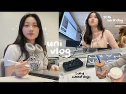 uni vlog 🍰 classes, school life, 20th birthday, studying at library, gifts + boyfriend reveal