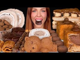 ASMR MUKBANG, Tiramisu Dessert, Churro Chips, Chocolate Espresso Mousse Cake, Croissant Eating 먹방