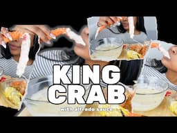 ASMR MUKBANG KING CRAB SEAFOOD BOIL!! | CHEESY ALFREDO SAUCE!!