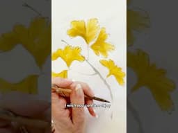 Painting Golden Ginkgo #chinesebrushpainting #flowerpainting #relaxing #ginkgo #watercolor