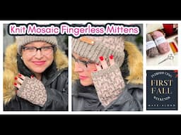 Cocoa Dreams Knit Mosaic Fingerless Mittens - Free Pattern!