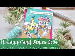 Holiday Card Series 2024 #3 | Lawn Fawn | Copic Coloring a Cheesy Christmas Scene