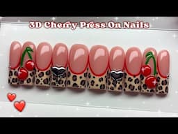 3D CHERRY PRESS ON NAILS🍒 MAKE AND PACK A PRESS ON NAIL ORDER WITH ME! PRESS ON NAIL TUTORIAL