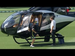 David Warner's helicopter lands on the SCG outfield