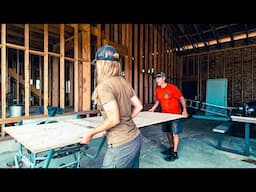 Modern Home Build Video #21 - Our STRUGGLE To Frame Shed-Style Roof Walls - Cement Top on Safe Room