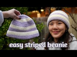 Crochet Striped Beanie Tutorial for Beginners