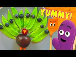 Snack Time: Peas and Thank You Peacocks | Healthy Snacks for Kids | Cooking for Preschoolers