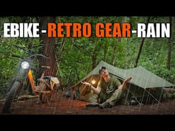 Rainy retro wild camp in the RETRO F1 TENT - Cyrusher Ovia e-bike adventure