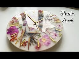 Resin Art Tutorial! Amazing White Clock Made from Flowers and Epoxy Resin.