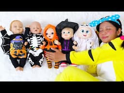 Are you sleeping Brother John Linda Pretend Play with Baby Dolls Halloween Trick or Treat Candy Haul