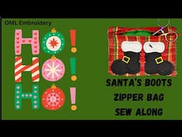 Festive Santa's Boots in the hoop zipper bag