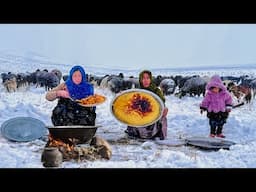 Survival in the Coldest Village With Heavy Snowfall | Shepherd Mother Cooking Traditional Food