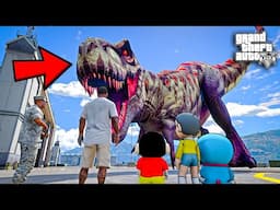 GTA V : Shinchan Doraemon Franklin Saved Dinosaur from Franklin house in GTA 5 in Telugu