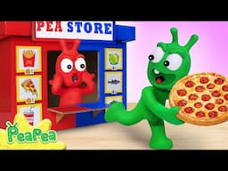 PeaPea Pretends to Play Selling Food with Friend - Cartoon for Kids