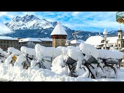 Walking in Lucerne after Heavy Snowstorm ❄️🥶🇨🇭