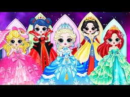 If Elsa, Peach, Wednesday & Ladybug Become Princess | DIY Paper Dolls Fashion