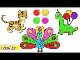 Learn How To Draw Glitter Animals - Easy Drawing For Kids | Chiki Art