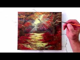 Golden Autumn Path | Step by step acrylic painting techniques for Beginners