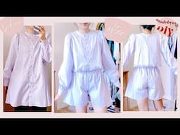 Refashion DIY Shirt Blouse to Two Piece Matching Set / 古着リメイク・リペアㅣmadebyaya