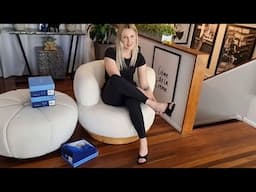 Catie Unboxes Fabulicious Flair Black Faux Leather 4.5 Inch High Heel Mule Slide On Shoes