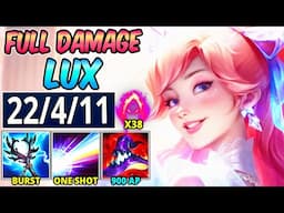 FULL DAMAGE LUX ONE-SHOT DARK HARVEST - INSANE BURST (63000 DMG, 38 STACKS) - League of Legends