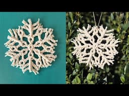 DIY Macrame Ornaments NEW Snowflake Pattern ❄️ Christmas Tree Decorations 🎄