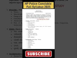 HP Police Constable Syllabus 2024-25 #shorts #hppolicebharti2024