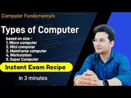 Types of Computer -Micro,Mini,Mainframe,Workstation and super computer - based on size speed | hindi