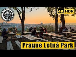 Prague walking Tour to Letná Park to catch the last ray of sunshine 🇨🇿 Czech Republic 4K HDR ASMR