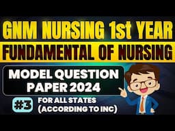 Gnm 1st Year Fundamental Of Nursing Question Paper 2024 // Gnm 1st Year Question Paper