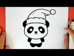 HOW TO DRAW A CUTE CHRISTMAS PANDA