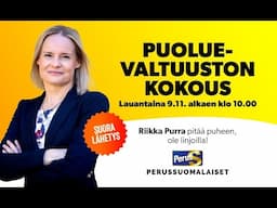 Riikka Purra - puhe puoluevaltuustossa 8.11.2024