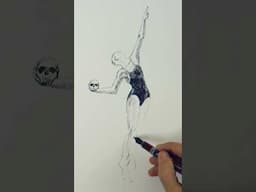 CÓMO DIBUJAR UNA MUJER CON UNA CALAVERA - a tinta - #shorts