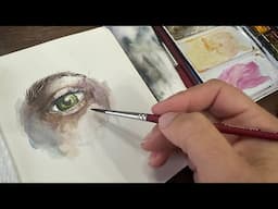 Watercolor Journal Day 145 (Sketching and painting an eye)