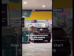 How to kick start a car while pumping petrol at Johor. Credit: Happy Kor