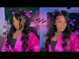 HALF UP HALF DOWN 2 BOWS TUTORIAL 🎀 *VERY DETAILED * | 360 BODYWAVE WIG FT. UNICE HAIR