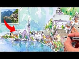 How To Sketch An Austrian Town | Urban Sketching Tutorial Step-By-Step