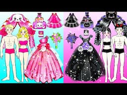 Pink Rabbit Bride vs Black Cat Bride Dress Up Contest - Barbie's Wedding Handmade - Woa Doll Channel