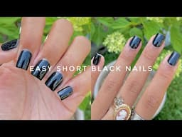 HOW TO: DIY SHORT BLACK NAIL TUTORIAL | SOFT GEL FULL NAIL COVERS | EASY AND BEGINNER FRIENDLY!