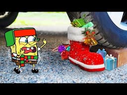 SpongeBob vs Christmas Ornaments!! | Crushing Crunchy & Soft Things by Car