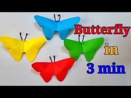 How to make Origami Paper Butterfly | Easy Paper Butterfly Tutorial | DIY Crafts |Craft in 3 Minutes